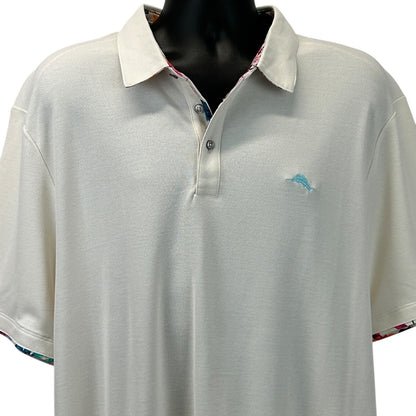 Tommy Bahama Five O'Clock IslandZone Polo Shirt Short Sleeve Ivory Mens 2XL XXL
