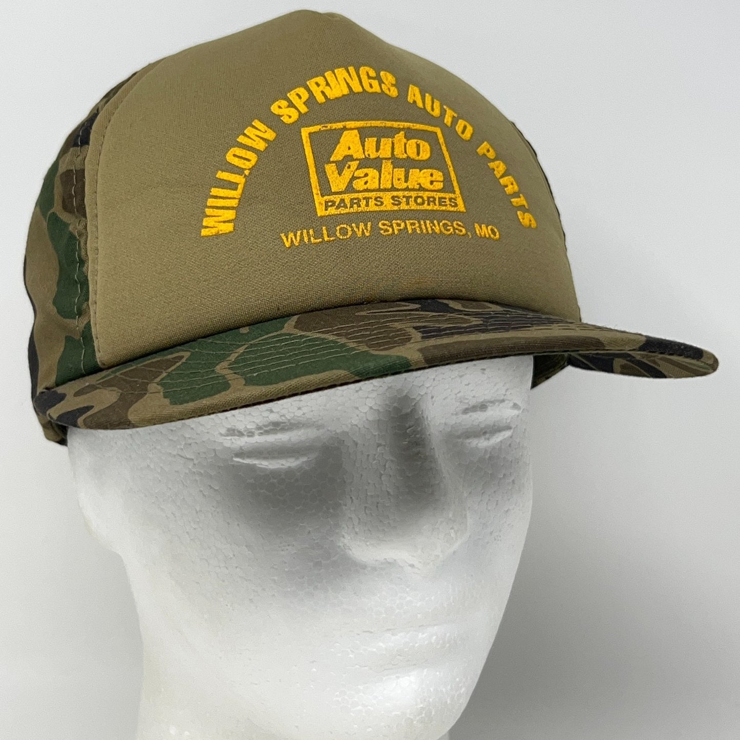 Vintage 80s Willow Springs Auto Value Trucker Hat Baseball Cap Snapback Green
