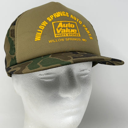 Vintage 80s Willow Springs Auto Value Trucker Hat Baseball Cap Snapback Green