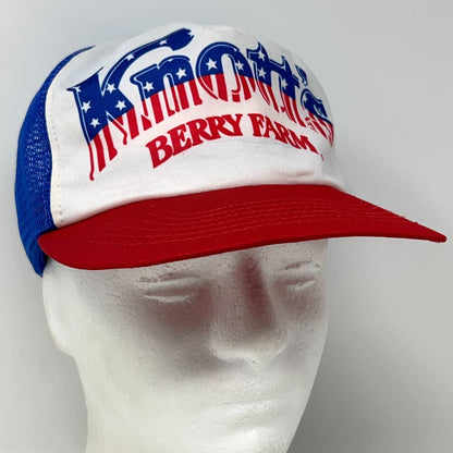 Vintage 80s Knotts Berry Farm Trucker Hat Baseball Cap Atlas Mesh Snapback Blue