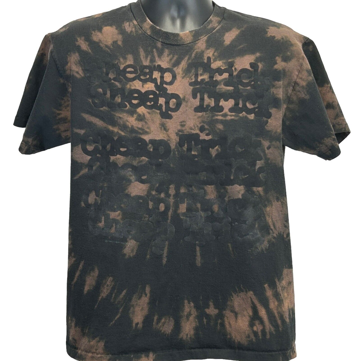 Camiseta vintage de los años 90 de Cheap Trick, talla mediana, banda de rock con efecto tie-dye en color negro de 1993, fabricada en EE. UU.