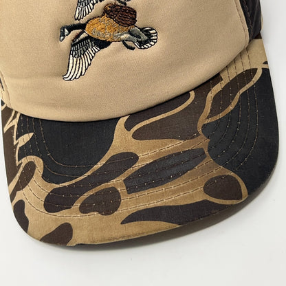 Vintage 80s Duck Bay Hunting Hat Baseball Cap Hunter Beige Camouflage Snapback