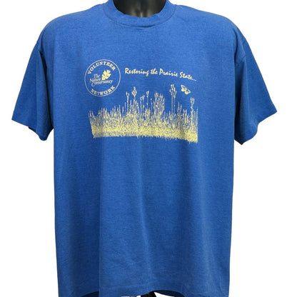 Camiseta vintage The Nature Conservatory Prairie State, talla extragrande, años 90, para hombre, color azul