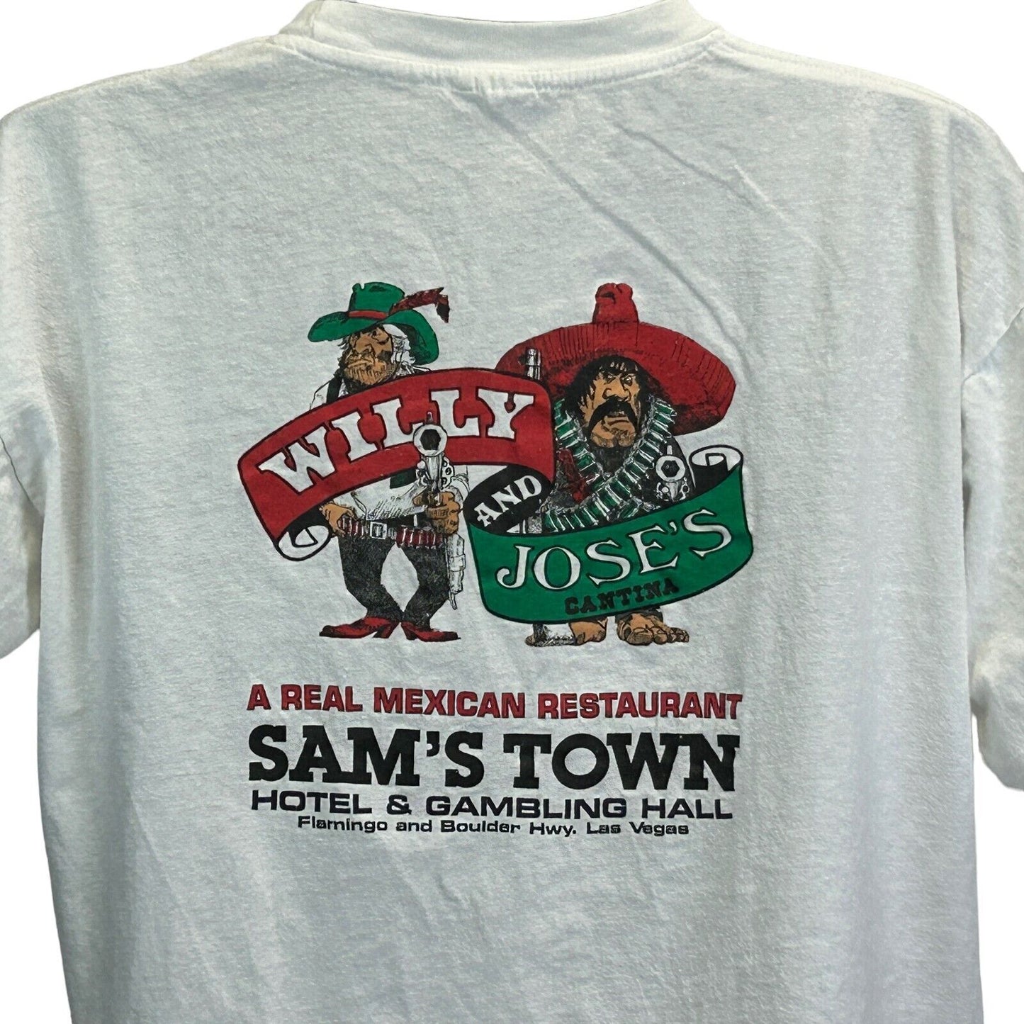 Sam's Town Willy And Jose's Cantina Vintage 90s T Shirt Las Vegas Casino Tee XL