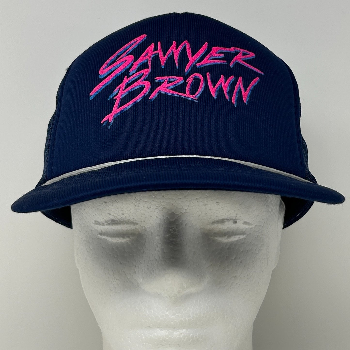 Vintage Sawyer Brown Trucker Hat Cap Blue Country Western Music Band Snapback