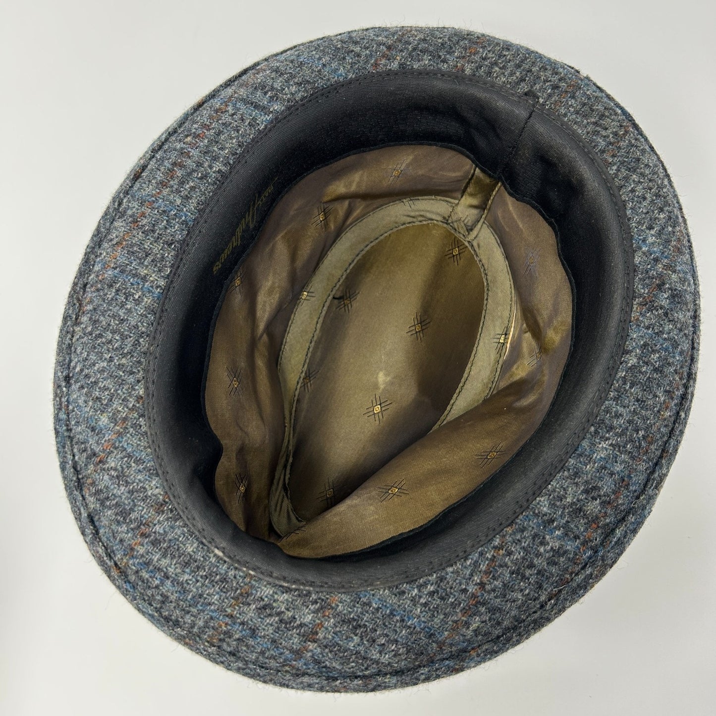 Vintage Matt Andrews Fedora Hat Mens 6 5/8 Gray Tweed Plaid 50s 60s