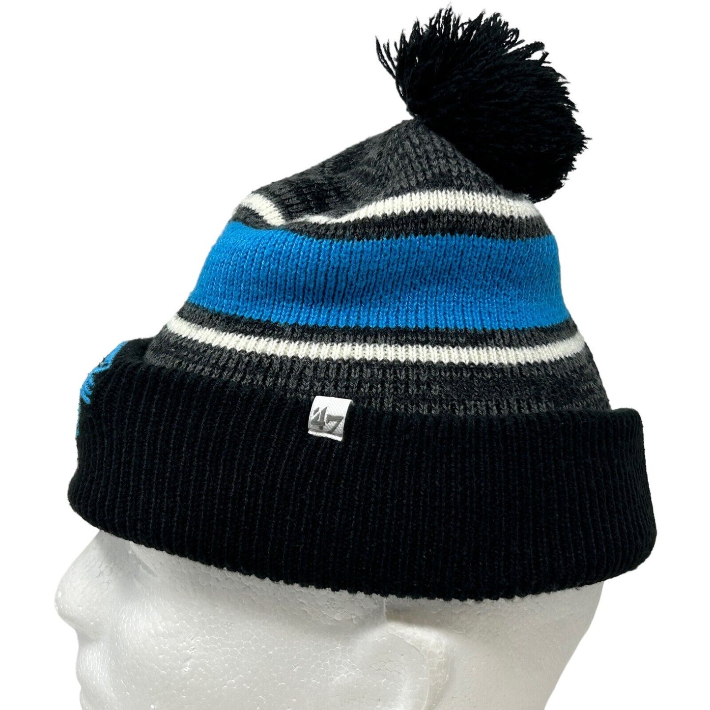 Carolina Panthers Pom Pom Beanie Hat Cuffed Toque Negro NFL Fútbol 47 Marca