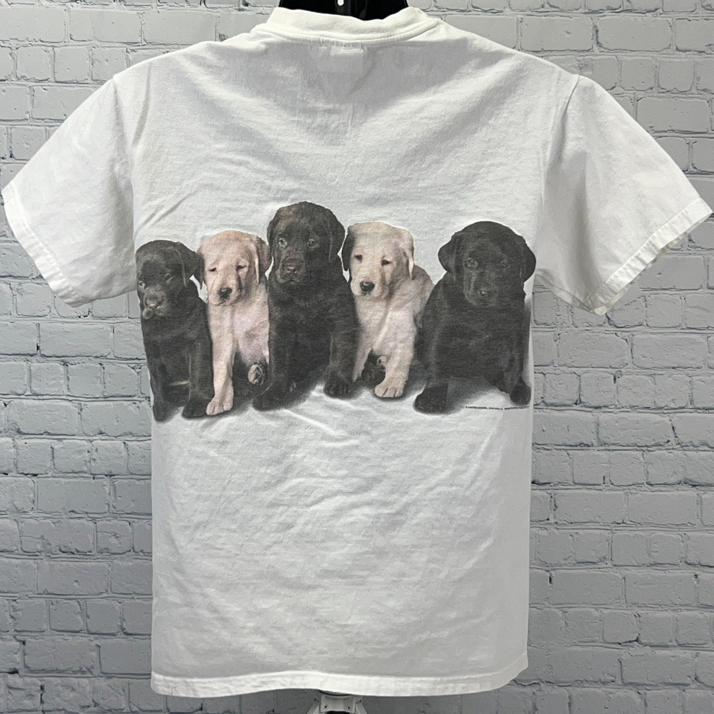Vintage 90s Labrador Retriever Puppies T Shirt Puppy Dog White Unisex M Medium