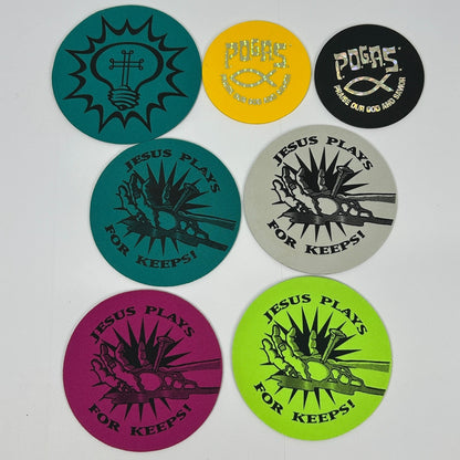 Vintage 90s Lot of 70 Christian Milk Caps Pieces Pogs Slammers Mats Jesus Bible