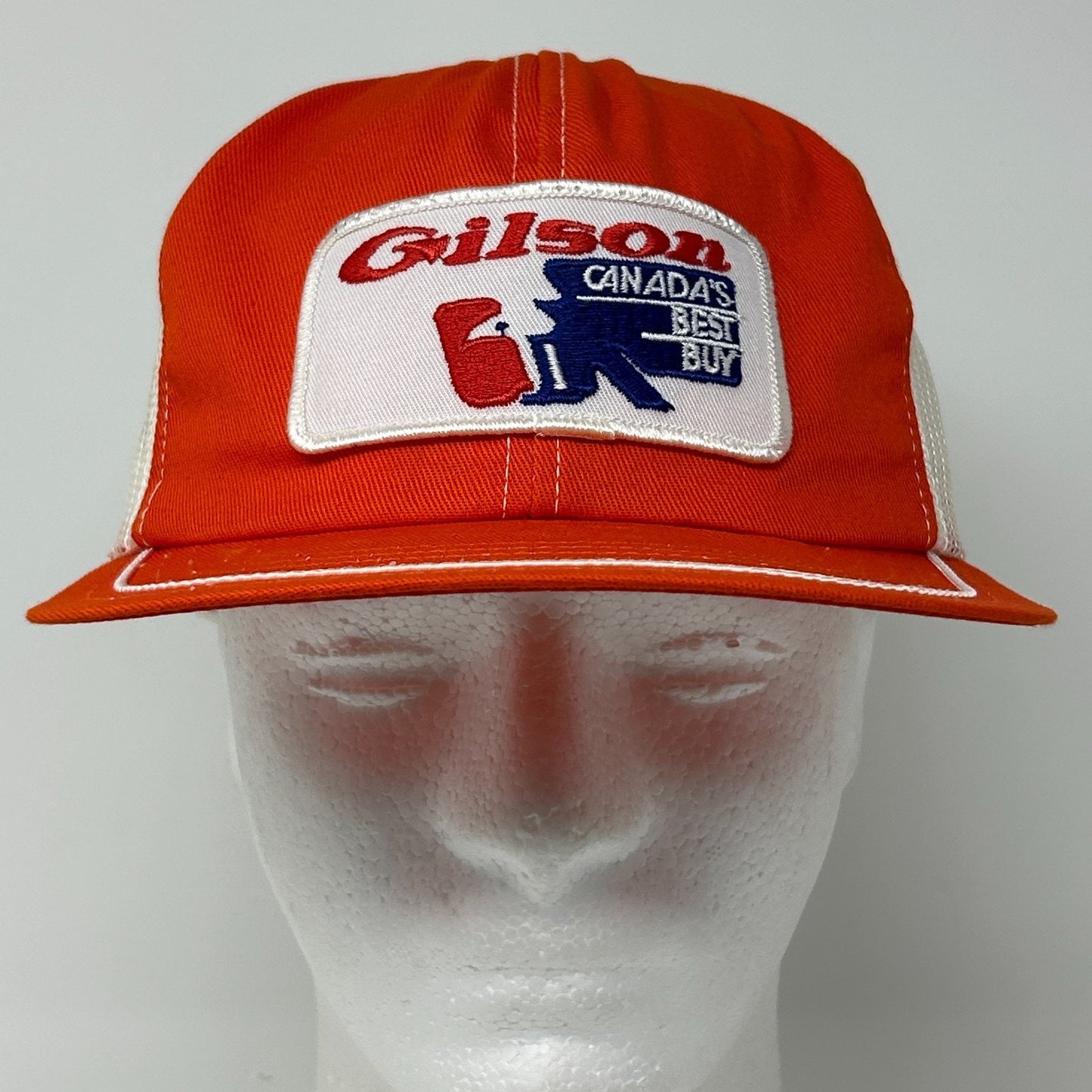 Vintage 80s Gilson Snowblowers Trucker Hat Baseball Cap Canada Snapback Orange
