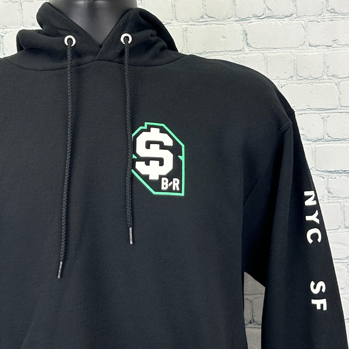 Bleacher Report Hoodie Hooded Sweatshirt Sports Long Sleeve Black Mens M Medium