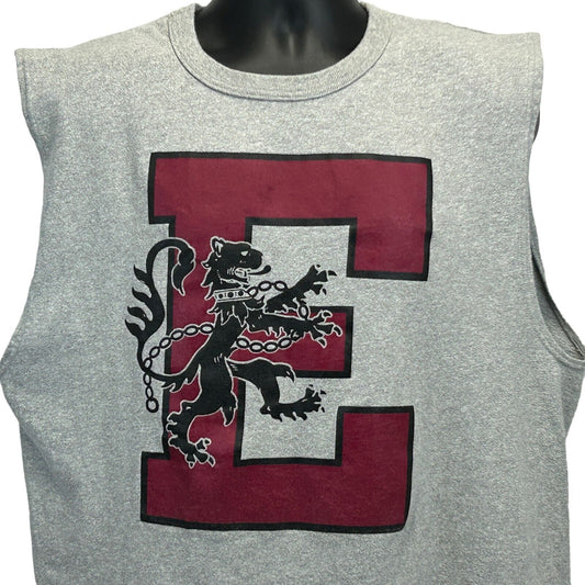 Letter E Heraldic Tiger T Shirt X-Large Vintage 90s Tygre Tyger USA Mens Gray