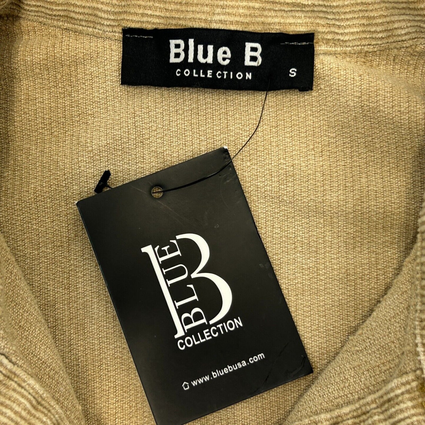蓝色 B 系列女式灯芯绒衬衫夹克上衣米色撞色小号全新