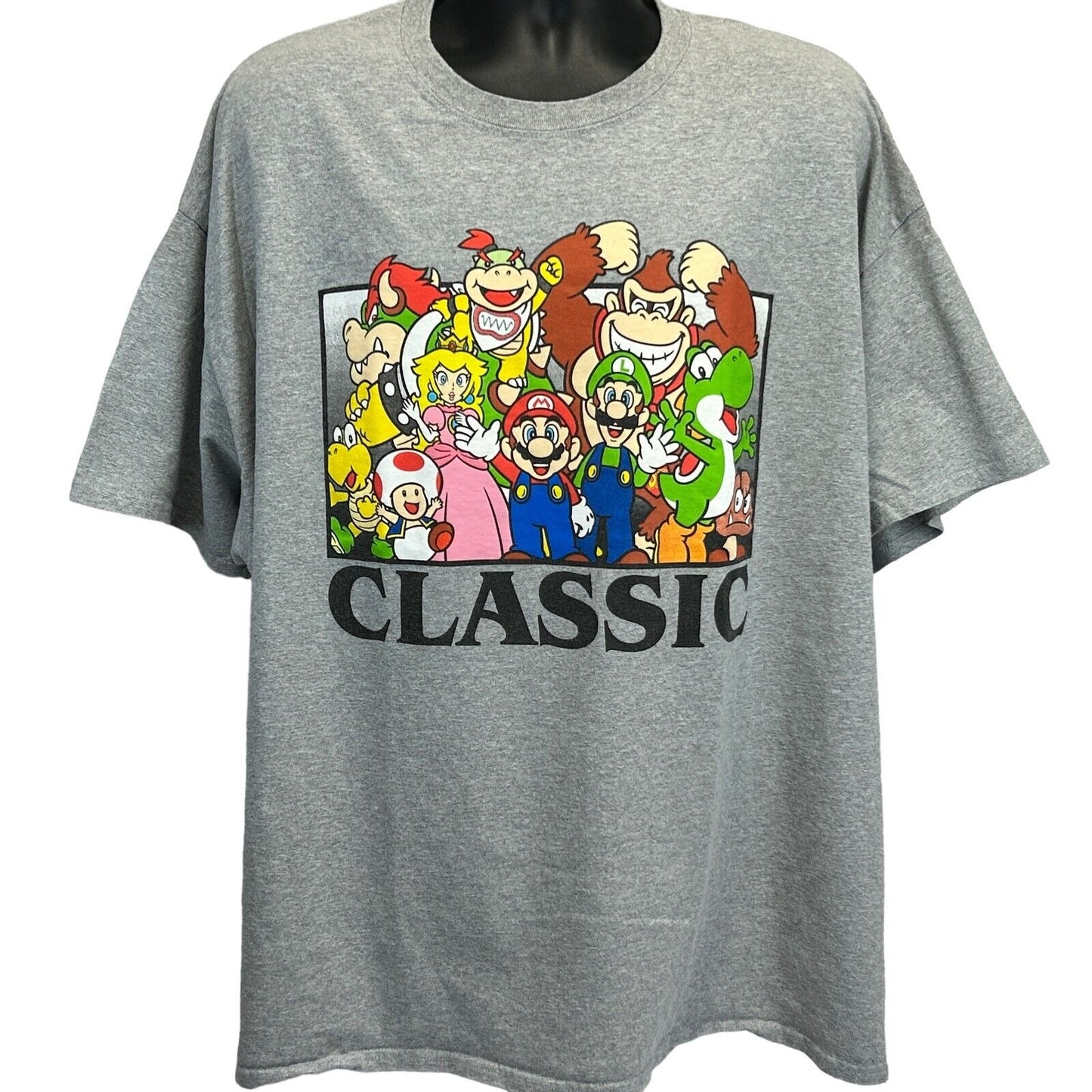 Super Mario Bros Classic T Shirt Mens 4X 4XL Nintendo NES Video Gamer Gray Tee