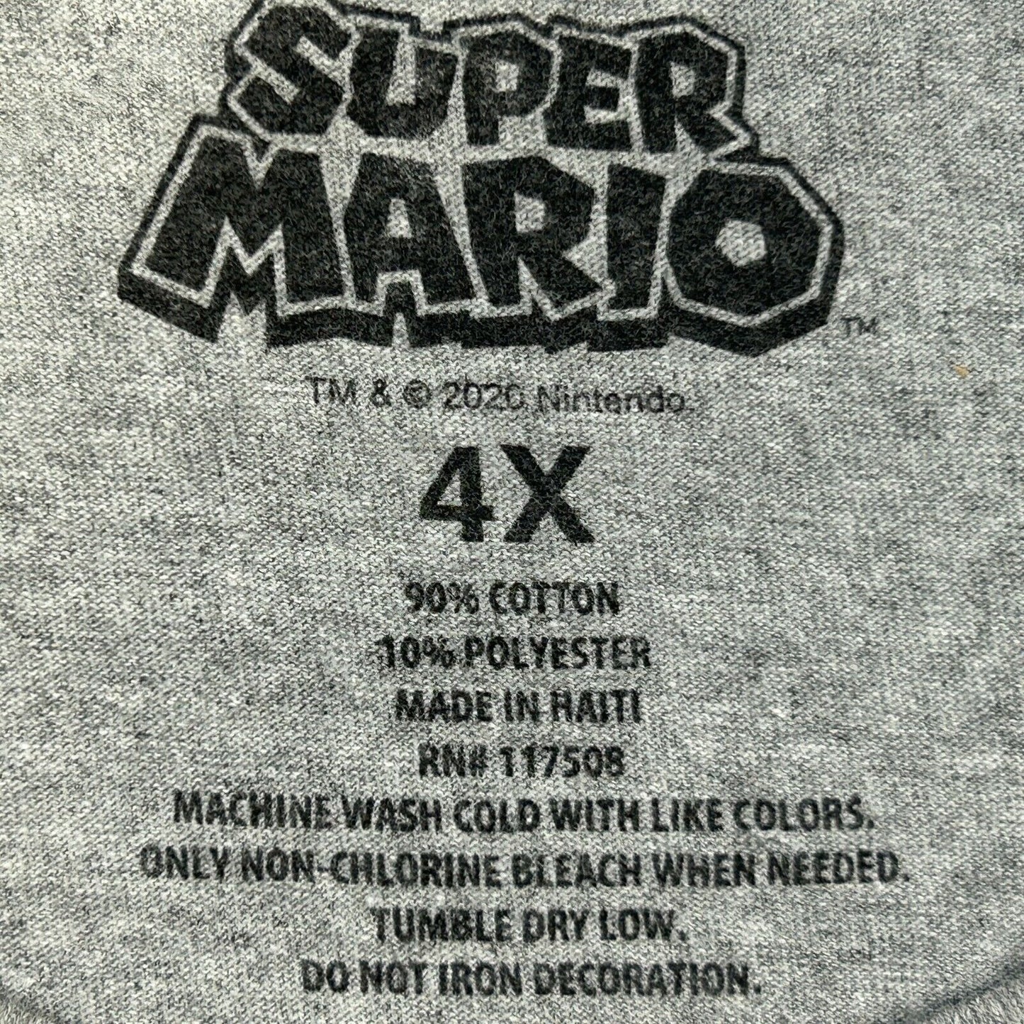 Super Mario Bros Classic T Shirt Mens 4X 4XL Nintendo NES Video Gamer Gray Tee