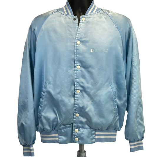 Vintage 80s Hewlett Packard Satin Jacket M Medium Computers Technology USA Blue - Neon Vintage