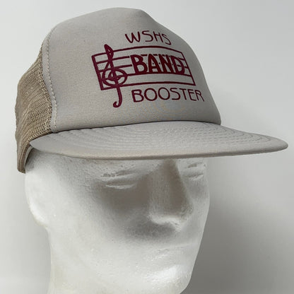 Vintage 80s WSHS Band Booster Trucker Hat Baseball Cap High School Snapback Gray