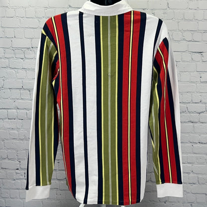 PacSun Los Angeles Rugby Polo L Large Striped Long Sleeve Cotton Collared Shirt