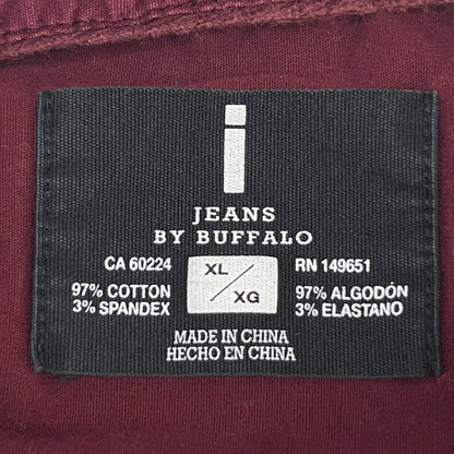 I Jeans by Buffalo David Bitton Button Front Shirt XL X‑Large Red Cotton Stretch