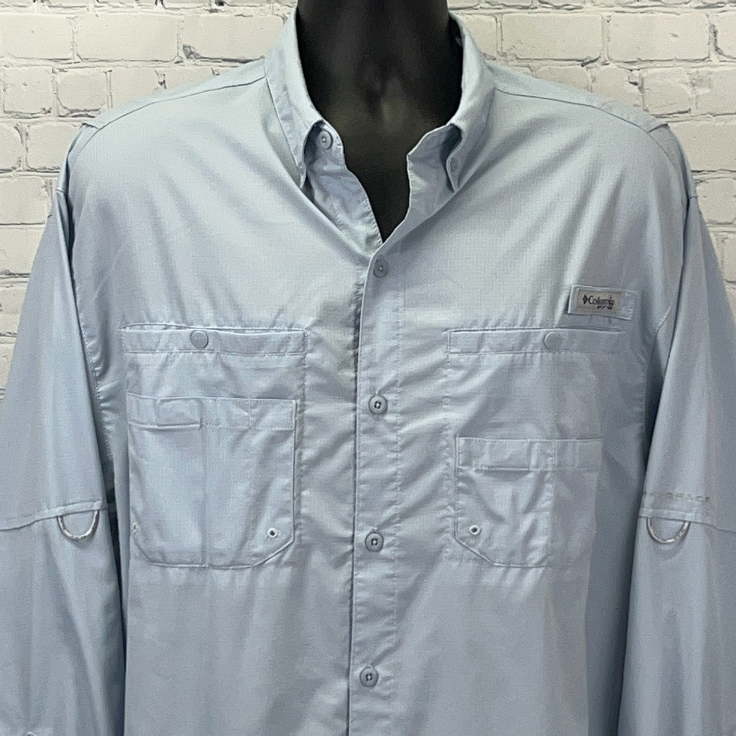 Columbia PFG Tamiami II Button Front Shirt XL X-Large Blue Omni Shade Vented LS