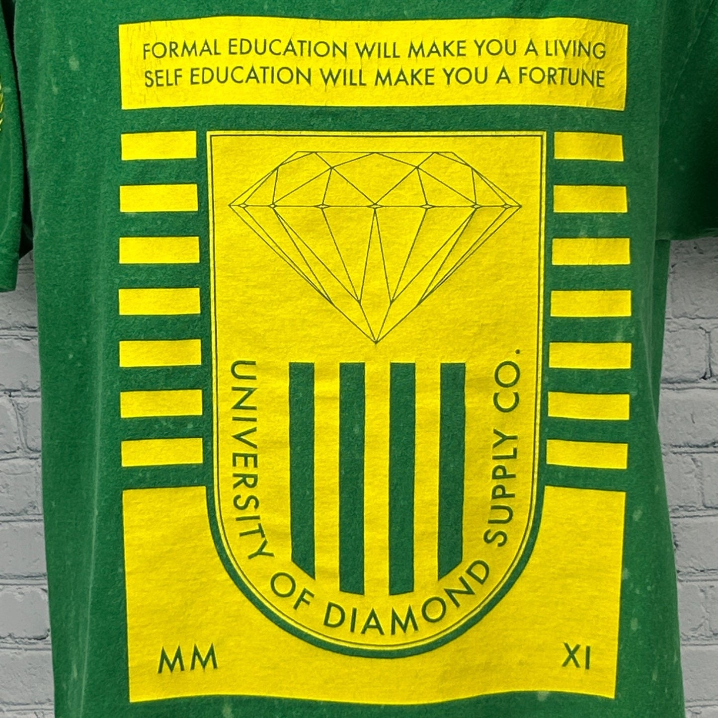 University of Diamond Supply Co T Shirt Streetwear Self Education Green L Large