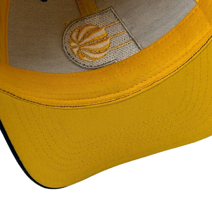 Gorra de béisbol Lucas Oil de los Indiana Pacers, color amarillo y azul, con correa trasera de baloncesto de la NBA