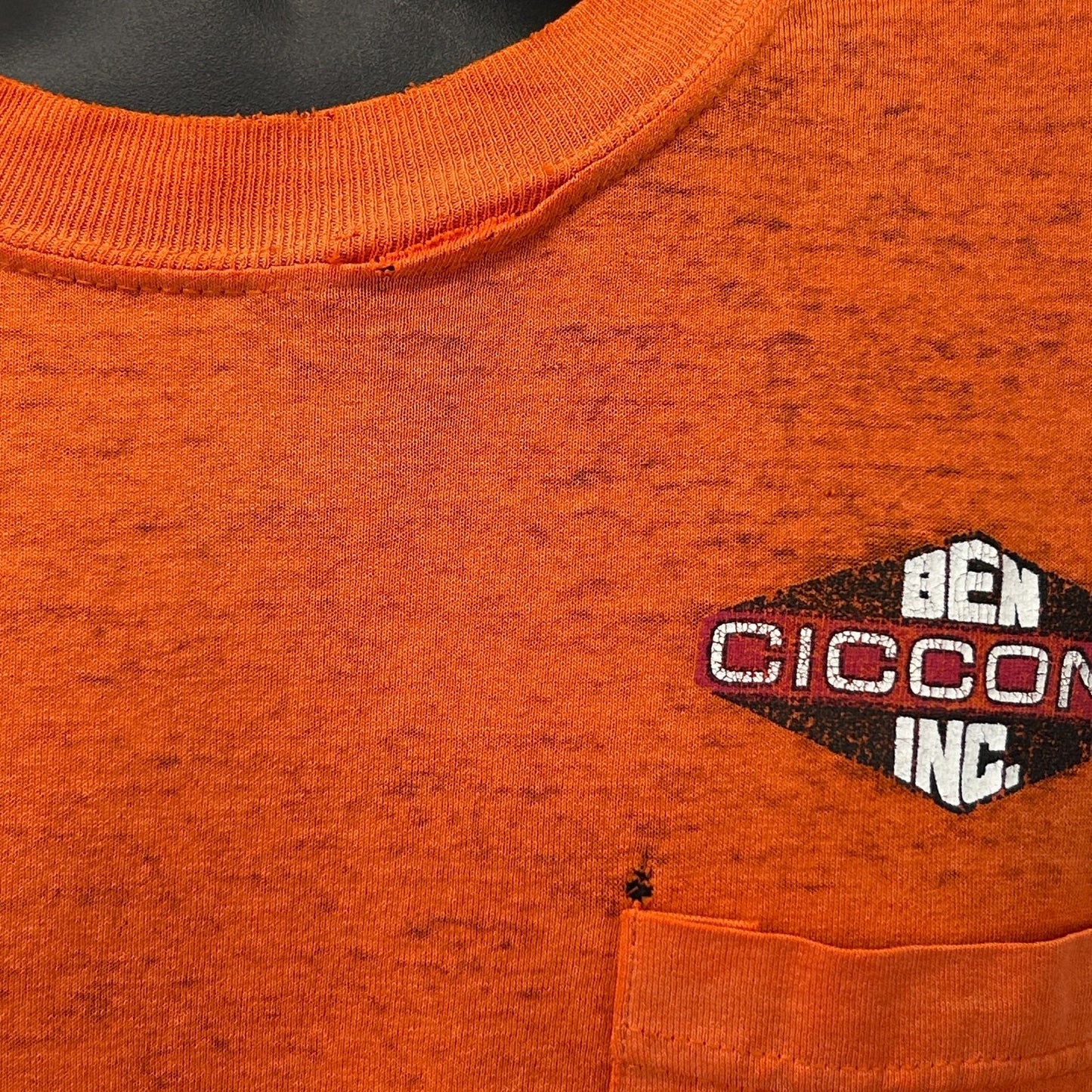 Vintage Distressed Ben Ciccone Inc T Shirt Mens XL X-Large Orange Construction