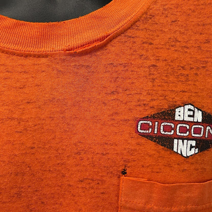 Vintage Distressed Ben Ciccone Inc T Shirt Mens XL X-Large Orange Construction