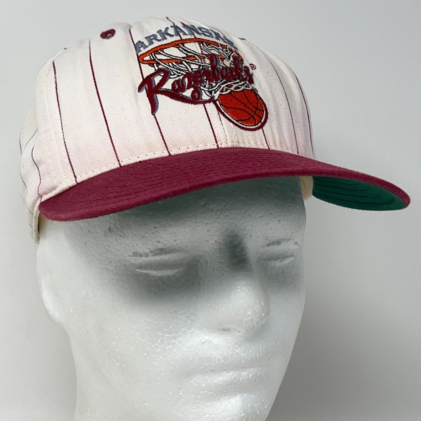 Vintage 90s Arkansas Razorbacks Basketball Hat Baseball Cap White Hogs Snapback
