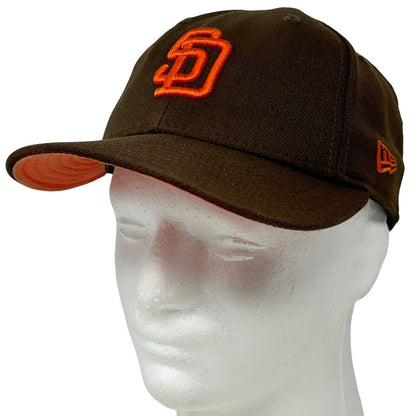 Gorra de lana marrón de los San Diego SD Padres Gorra de béisbol New Era fabricada en EE. UU. Ajustada 7 1/4