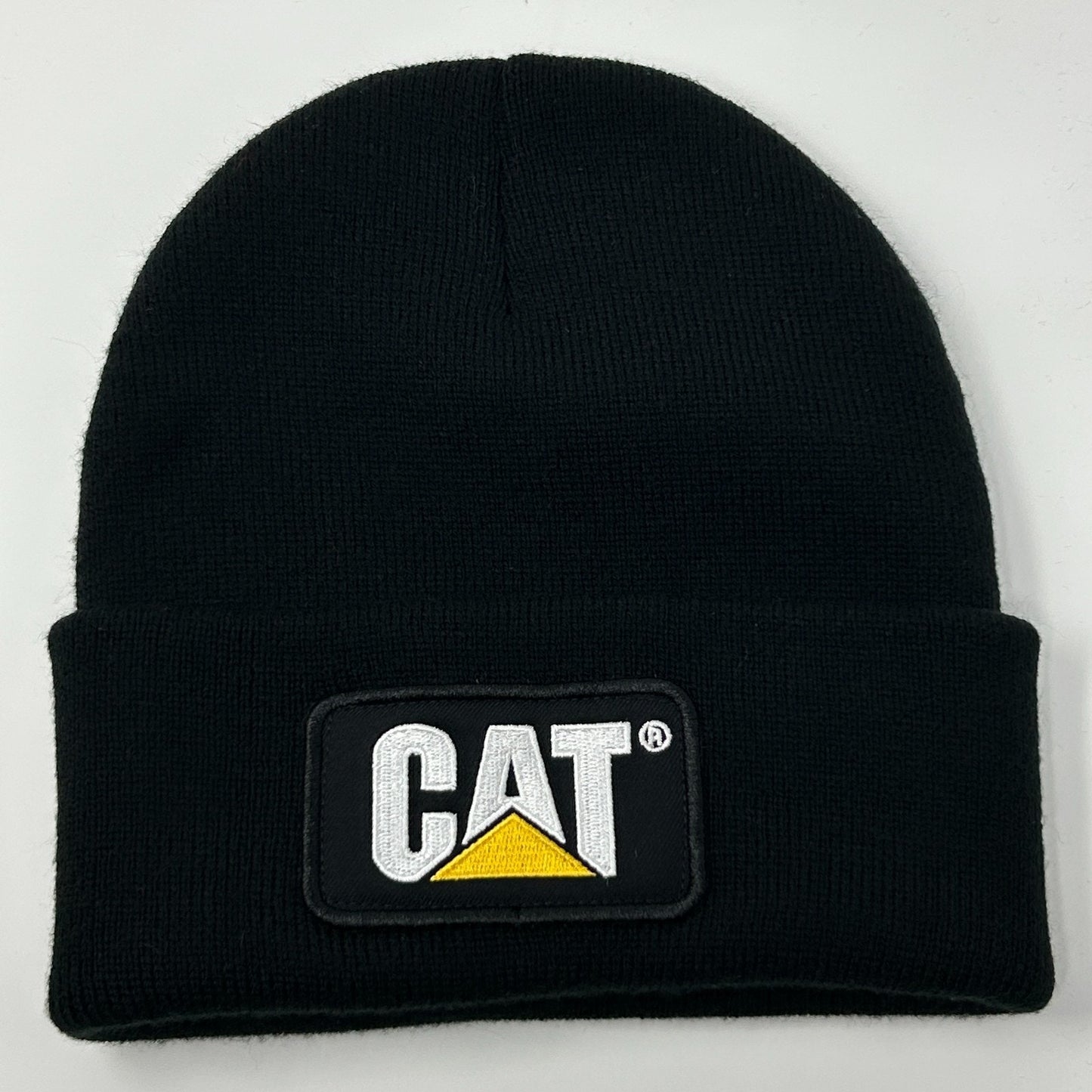 CAT Caterpillar Beanie Winter Hat Toque Flip Cuffed Black Construction Mining