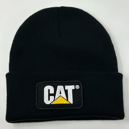 CAT Caterpillar Beanie Winter Hat Toque Flip Cuffed Black Construction Mining