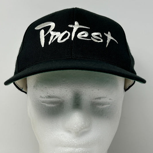 Vintage 90s Protest Hat Baseball Cap Activism Activist 6 Panel Snapback Black - Neon Vintage