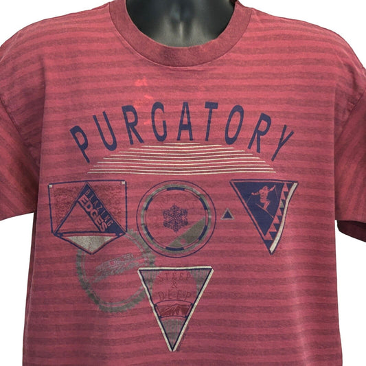 Camiseta vintage de esquí Purgatory Colorado de los años 90, gran tamaño, para estación de esquí, color rojo, fabricada en EE. UU.