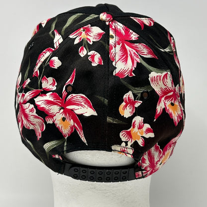 Vintage 80s Seagate Floral Hat Cap Computers Technology Hawaiian Snapback Black