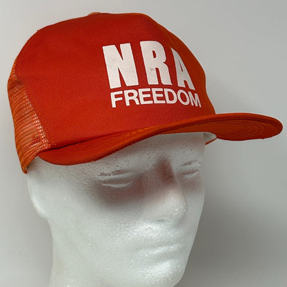 Vintage NRA Freedom Trucker Hat Baseball Cap National Rifle Association Orange