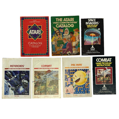 Lot of 7 Atari 2600 Video Game Cartridge Catalogs and Instructions Manuals