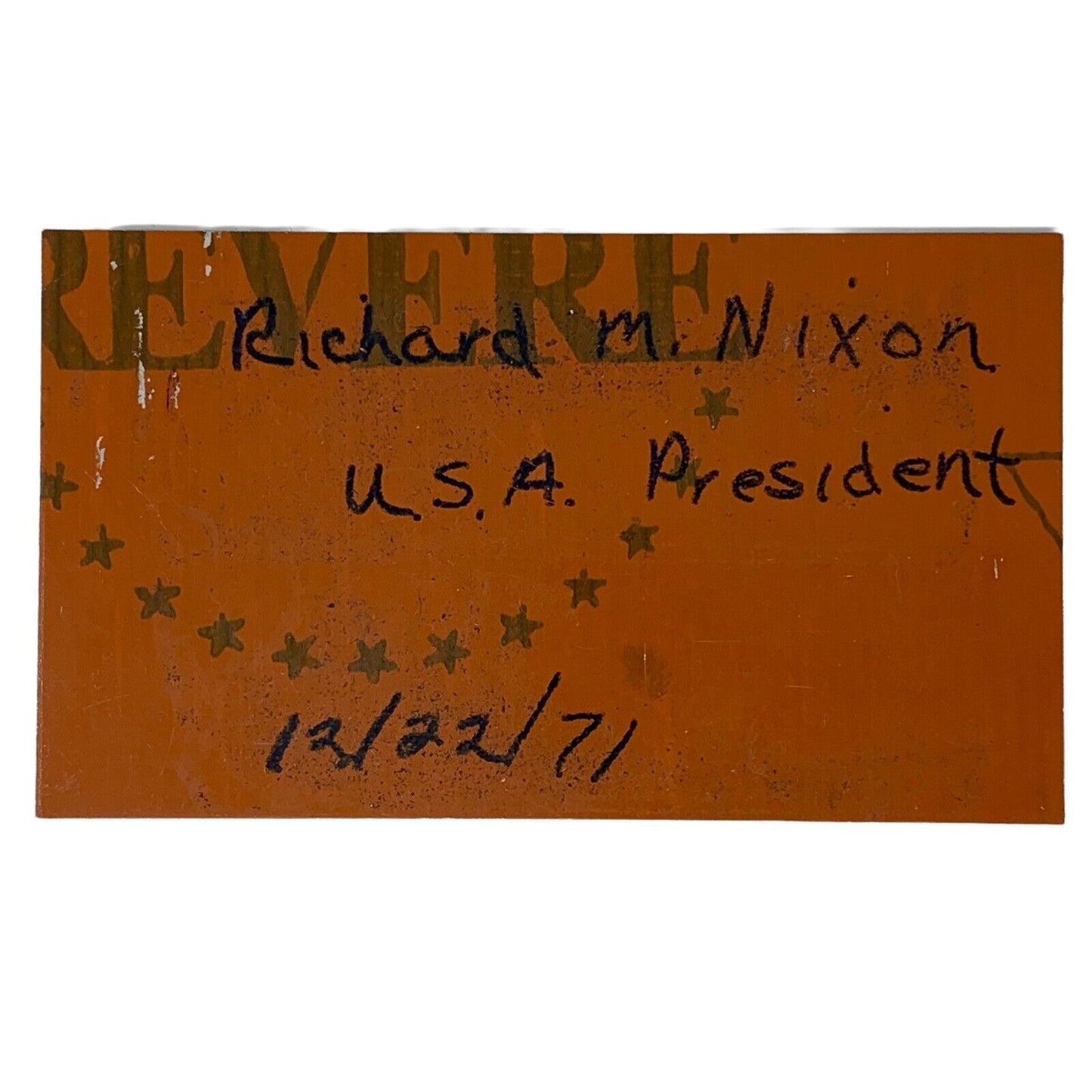 Vintage President Richard M Nixon Newspaper Metal Printing Plate Photograph 1971