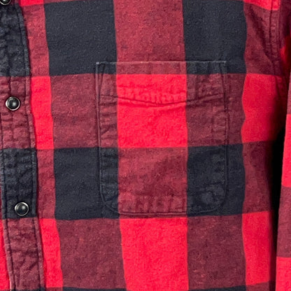 Lucky Brand Reversible Flannel Shirt Mens 2XL XXL Red Black Buffalo Plaid Snap