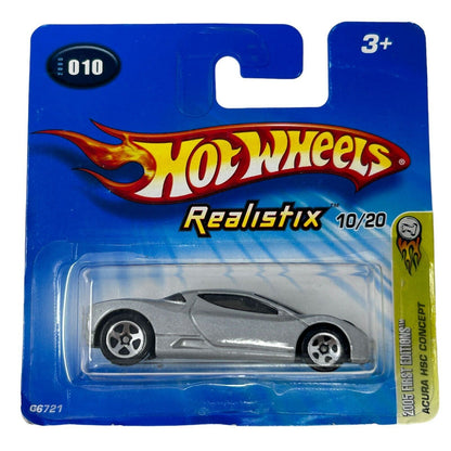 Acura HSC Hot Wheels Concept Realistix Diecast Car Silver 2005 Short Card New