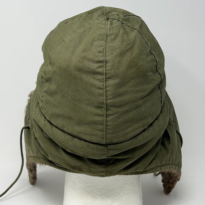 Vintage 1950s US Army M-1951 Field Pile Cap Hat Korean War Olive Green Ear Flaps