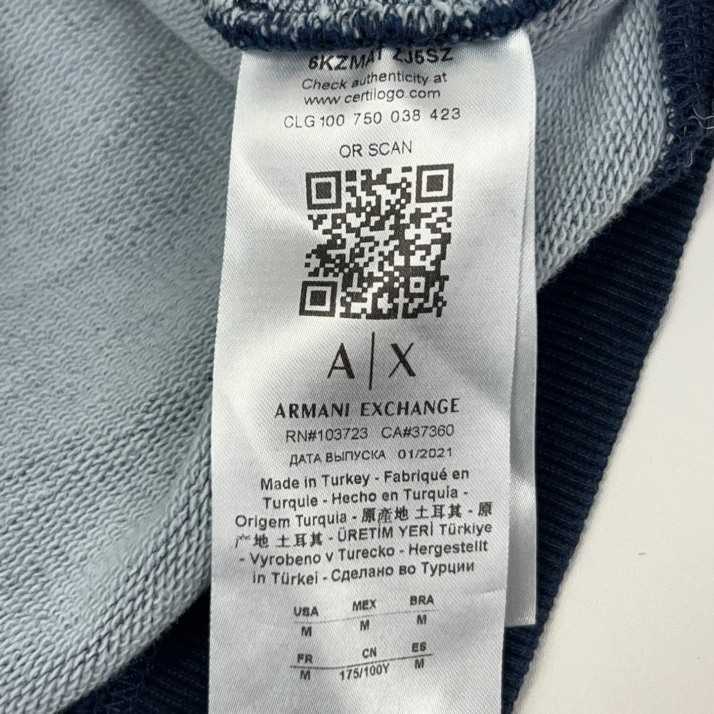 Armani Exchange Sweatshirt M Medium Navy Blue Logo Graphic Crewneck Pullover