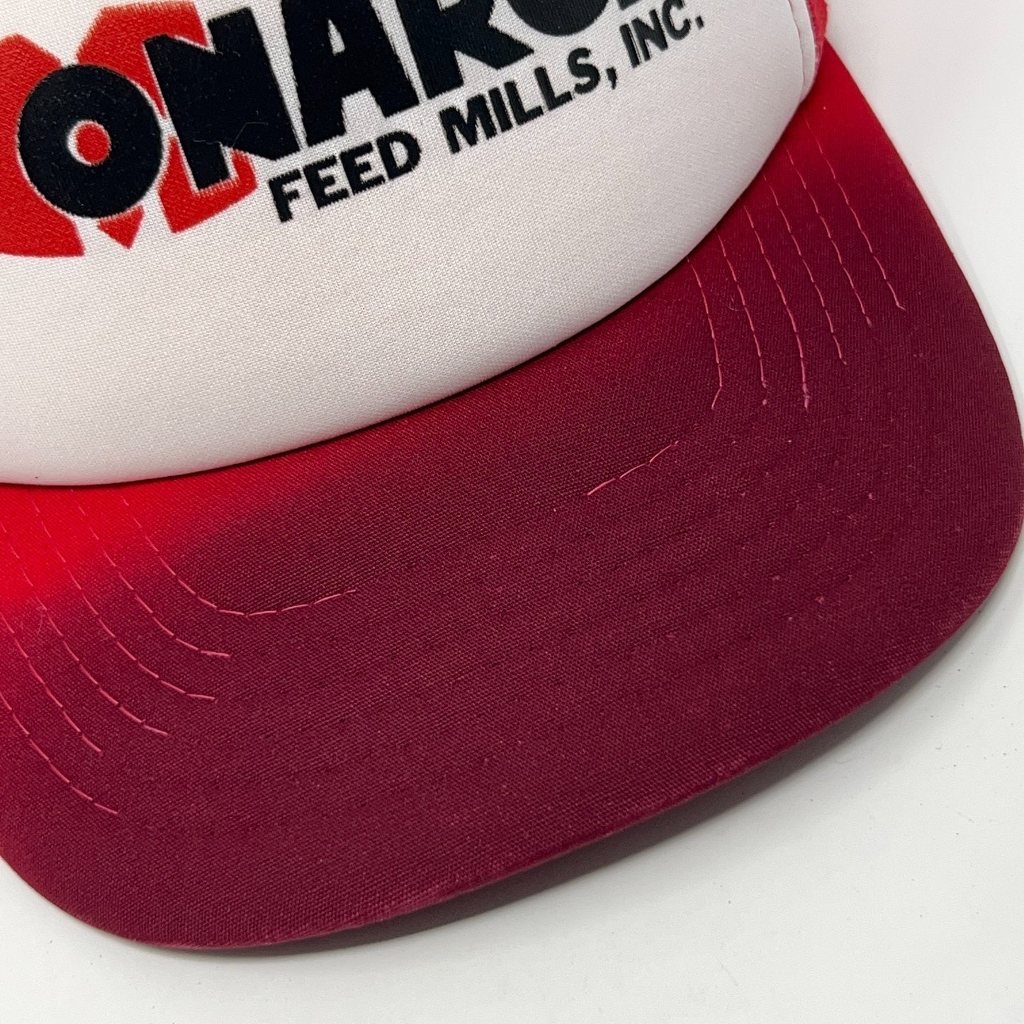 Vintage 80s Monarch Feed Mills Trucker Hat Baseball Cap Farmer Mesh Snapback Red