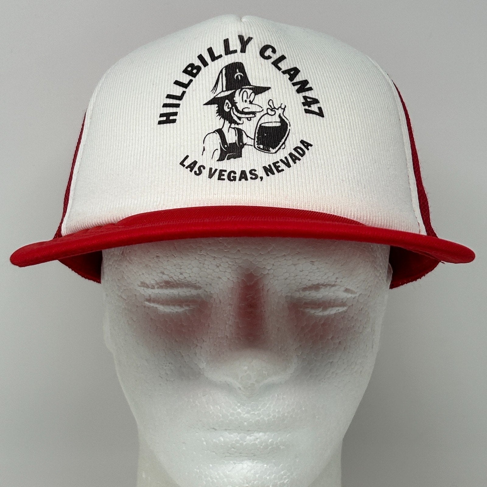 Vintage 80s Shriners Hillbilly Clan 47 Trucker Hat Baseball Cap Snapback Red - Neon Vintage