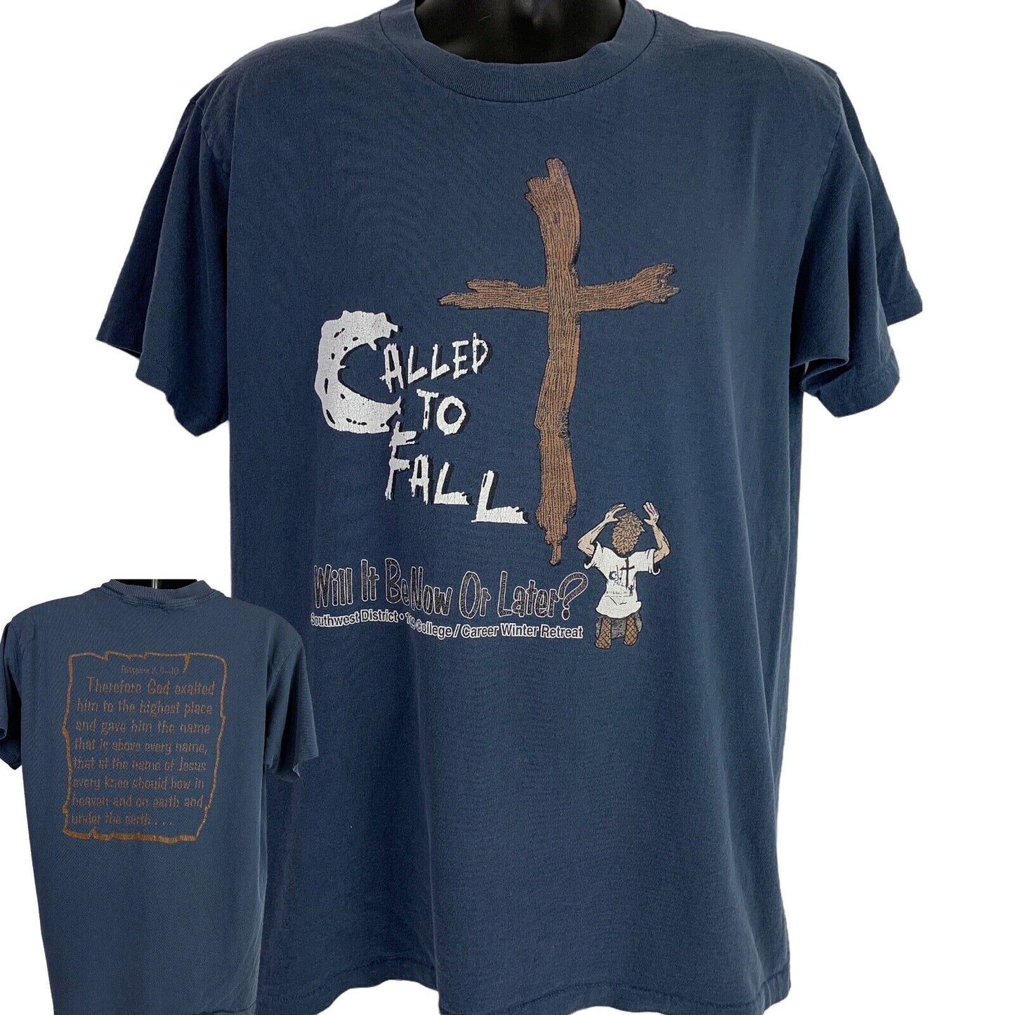 Called To Fall Christian Vintage 90s T Shirt Jesus Religion Philippians 2 Large