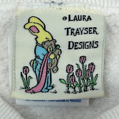 Vintage 90s Christmas Is Love Sweatshirt Laura Trayser USA White Unisex M Medium