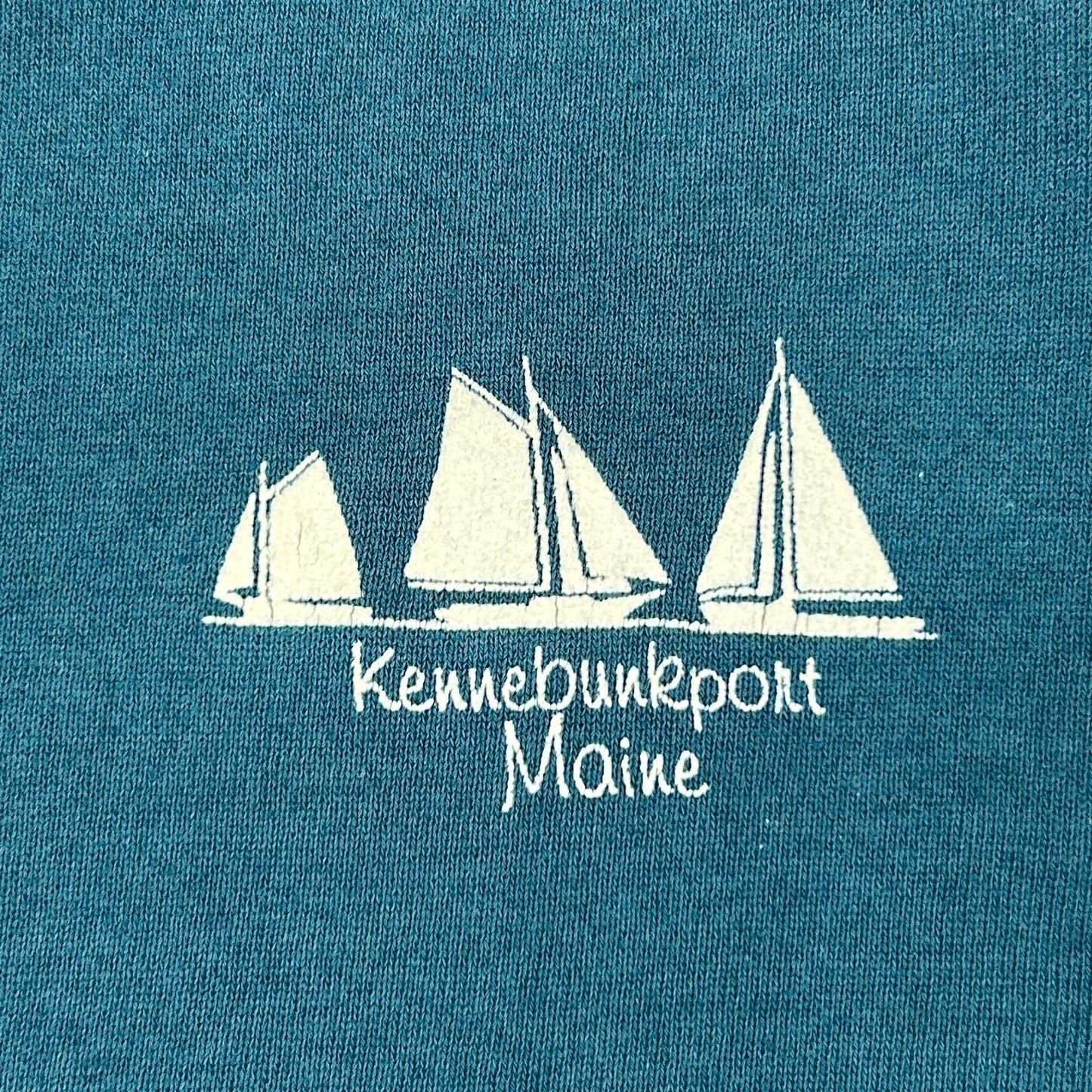 Vintage 90s Kennebunkport Maine Cardigan Sweater Sailing Sailboat Green L Large