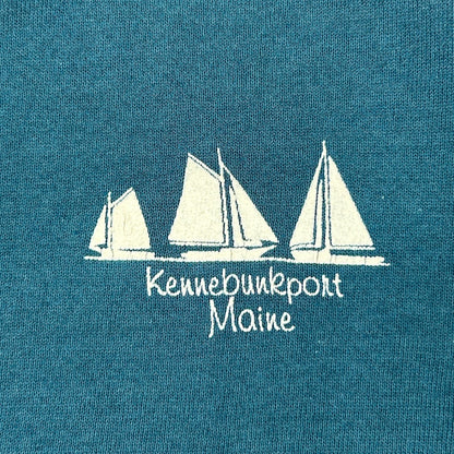Vintage 90s Kennebunkport Maine Cardigan Sweater Sailing Sailboat Green L Large