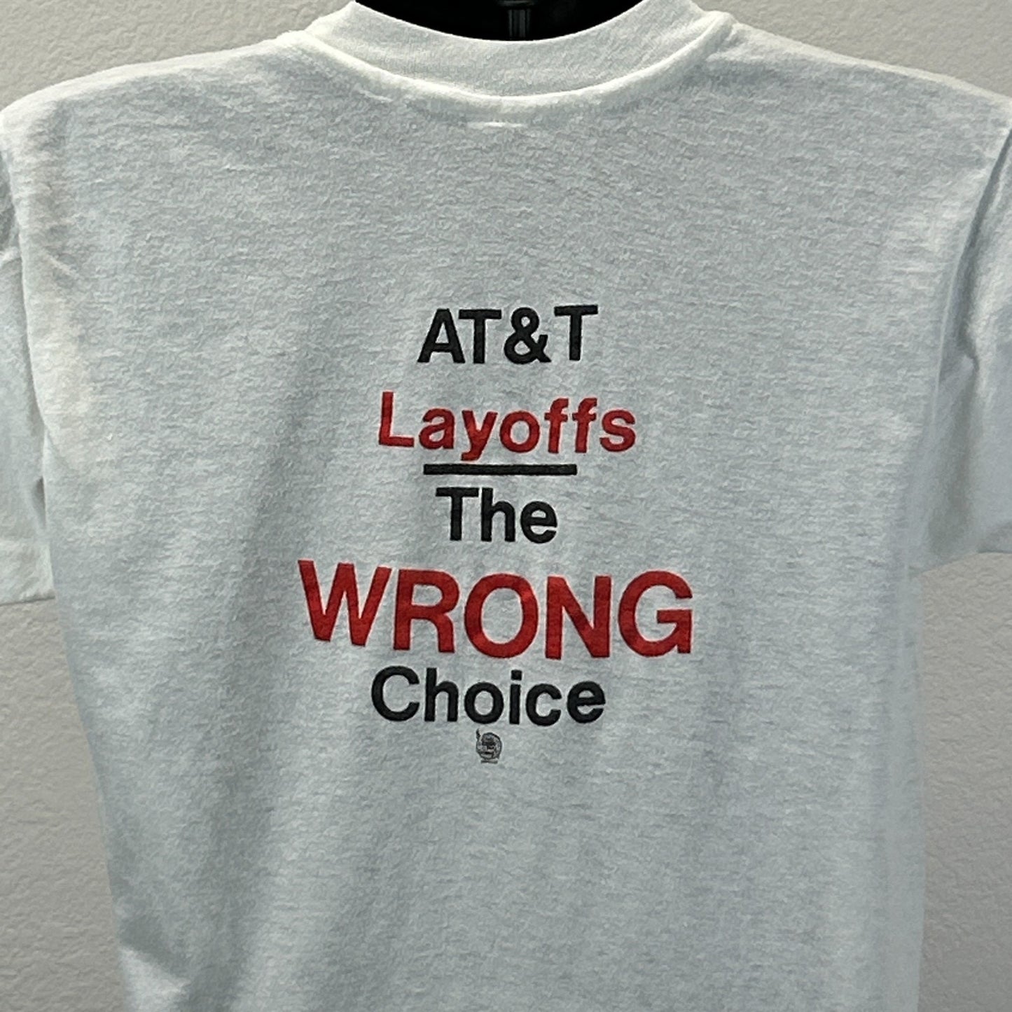 Vintage AT&T Layoffs T Shirt Mens S Small White 80s Ron Allen CWA ATT Telephone