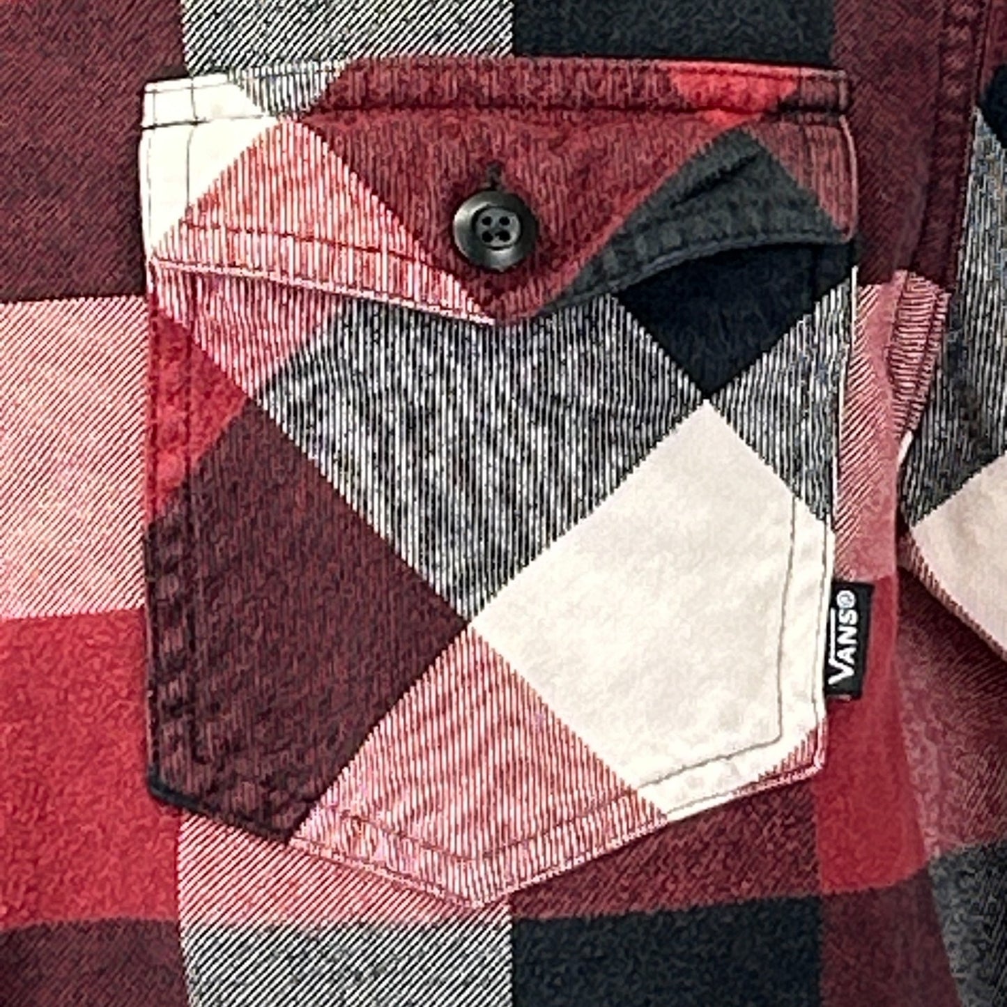 Vans Flannel Button Front Shirt Red Check Plaid Skater Skateboarding L Large - Neon Vintage